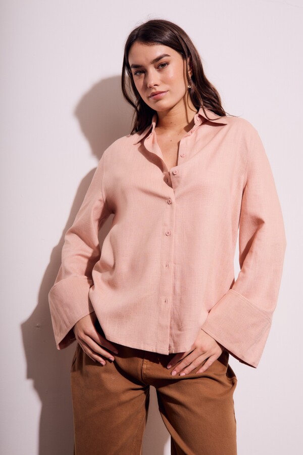 Camisa Con Lino Rosa