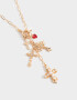 Collares Cortos Religioso Collares Largo Multi Dijes - Dorado