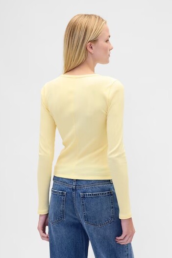 Remera Rib Manga Larga Mujer Pale Banana 12-0824Tcx