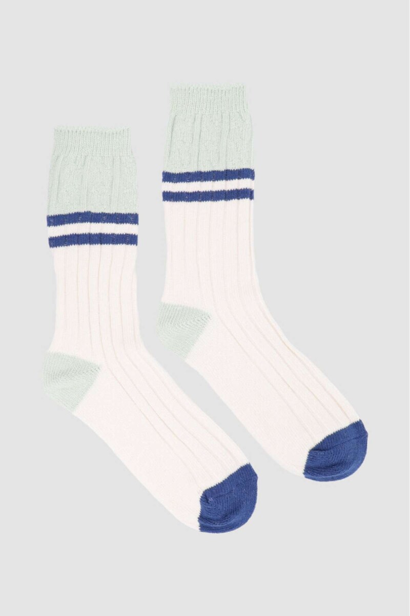 Medias en 3 franjas de color - Beige 