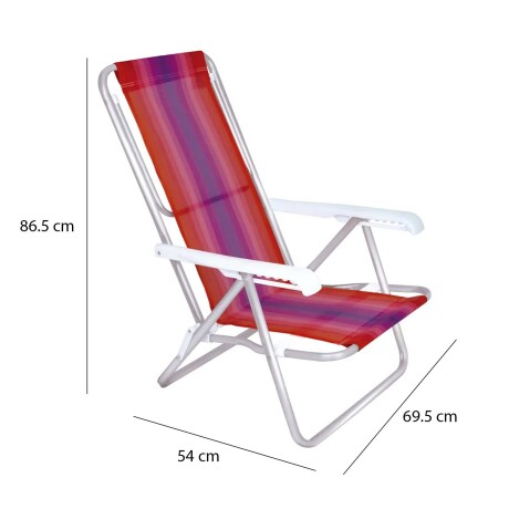 Reposera Silla Reclinable De Playa 4 Posiciones Aluminio Coral/violeta