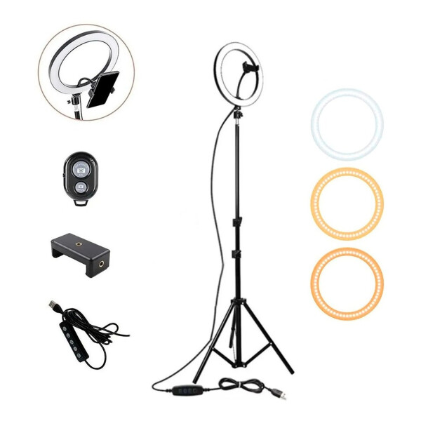 Anillo Aro Luz Led Tripode Soporte Flexible 2.2m 3 Niveles Variante con Control