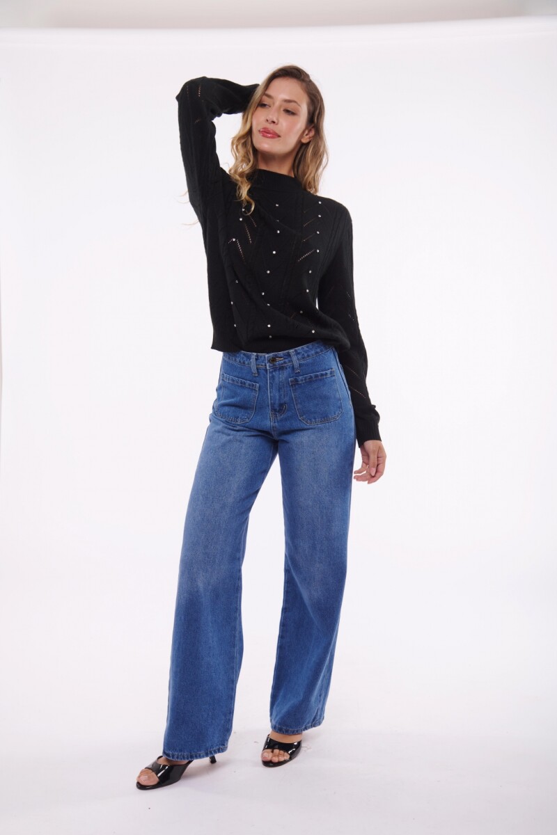 JEAN TESA WIDE LEG AZUL MEDIO