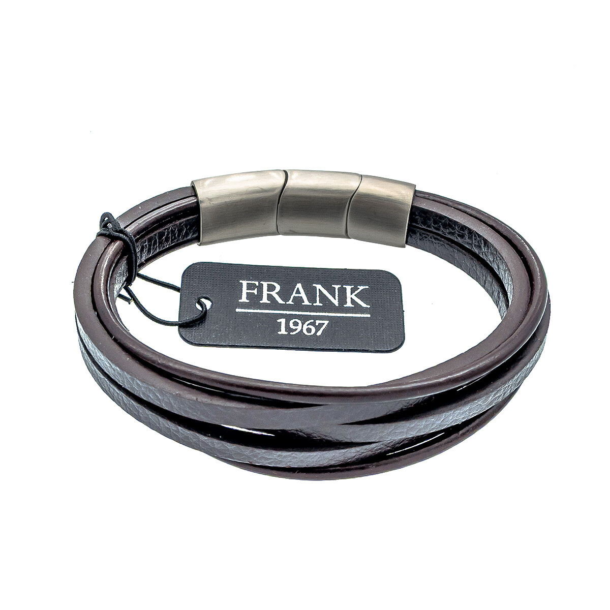 Pulsera de cuero y acero, FRANK. 