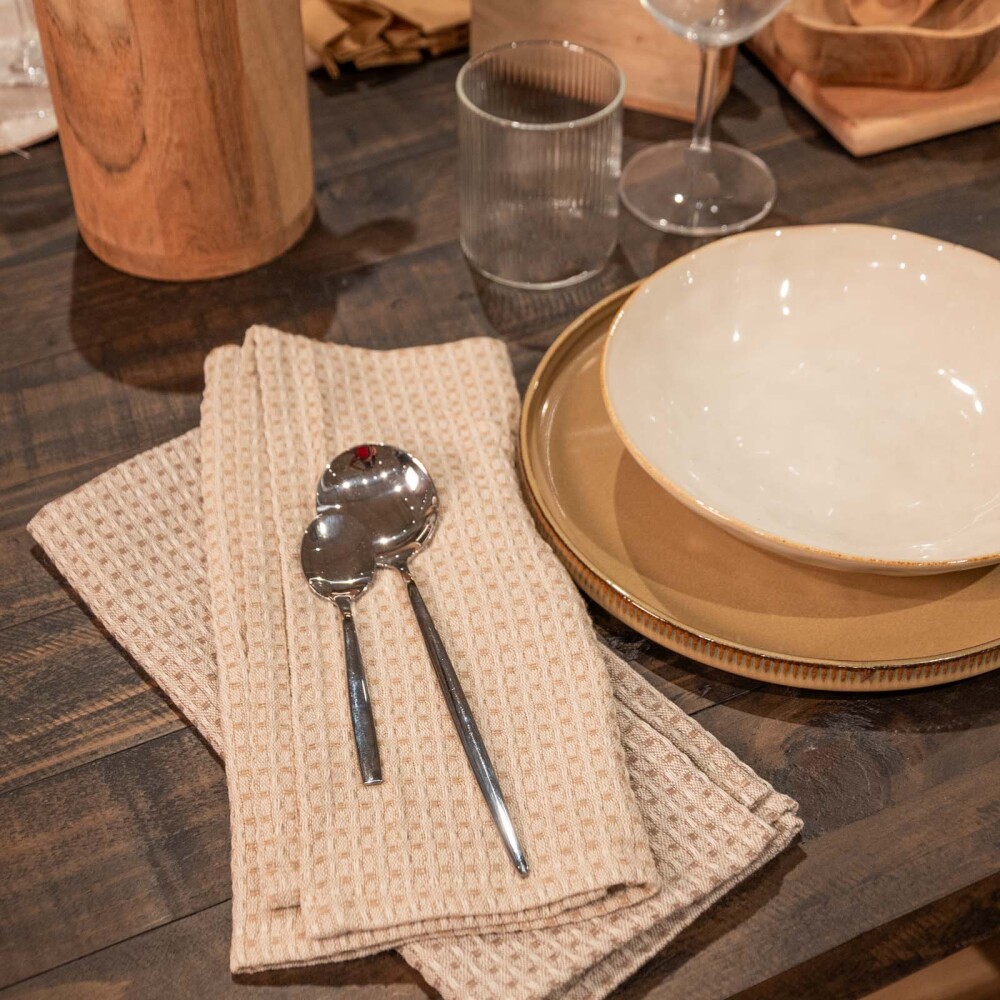 SET 2 REPASADORES WAFFLE ALGODON 40*60, BEIGE