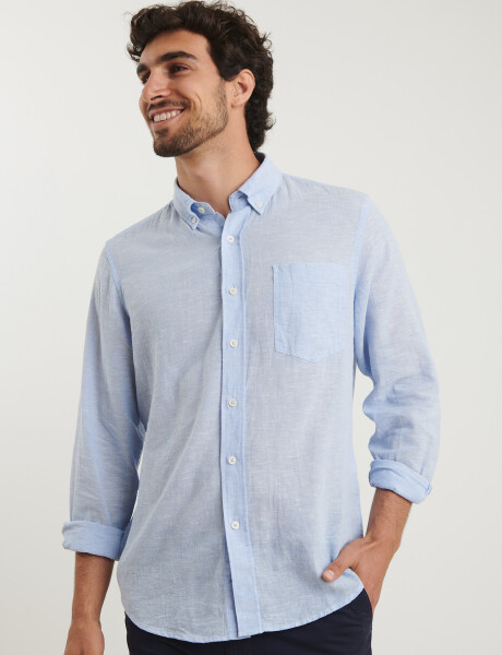 011665 CAMISA DE LINO HARRINGTON LABEL Celeste