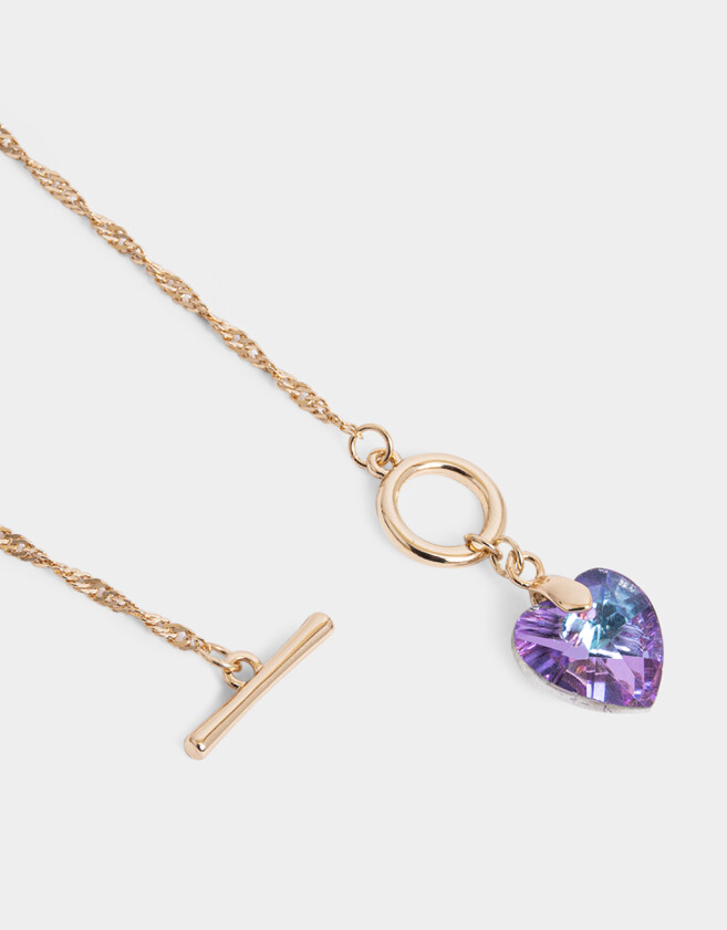 Cadena Corta con Dije Strass Corazón Collar Con Dije De Corazón - Dorado