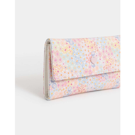 Billetera Fichero Con Broche Estampado Flores