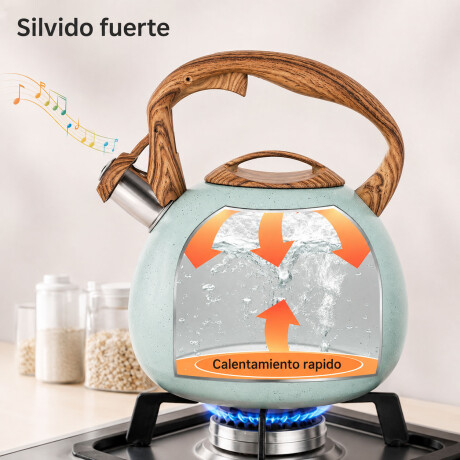 Caldera Silbadora 3L Cuori Acqua Ac. Inox Simil Mango Madera Verde