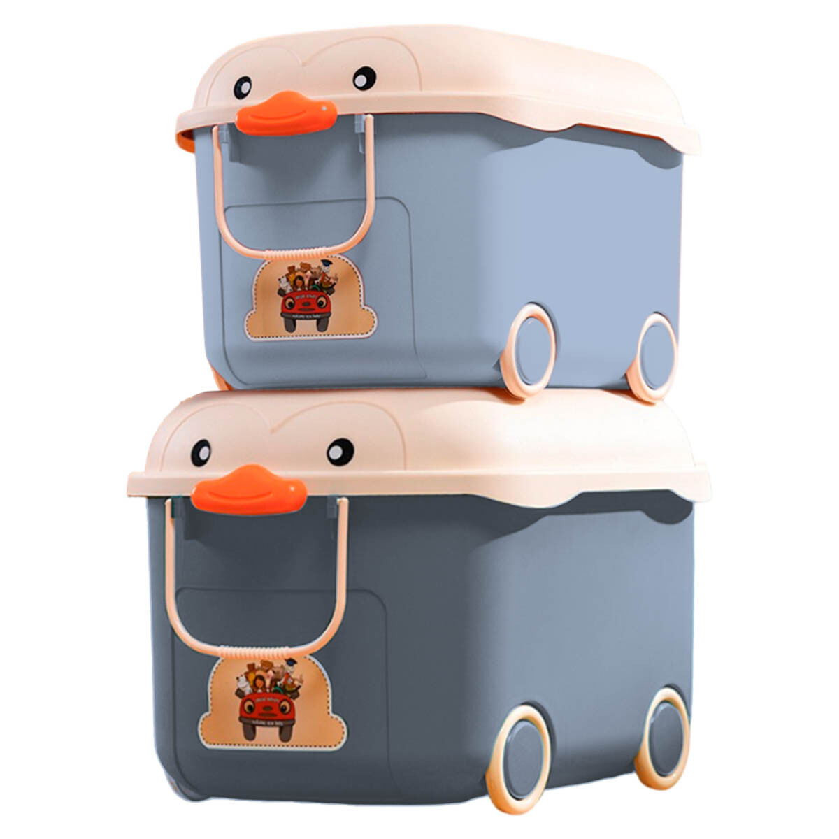 Set X2 Organizadores Con Ruedas Para Juguetes Niños - Celeste 