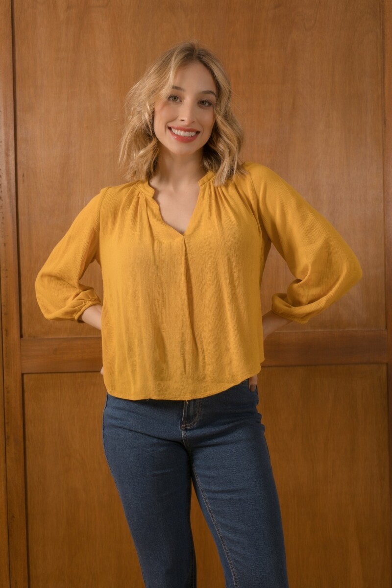 Blusa de Rayón. - Mostaza 