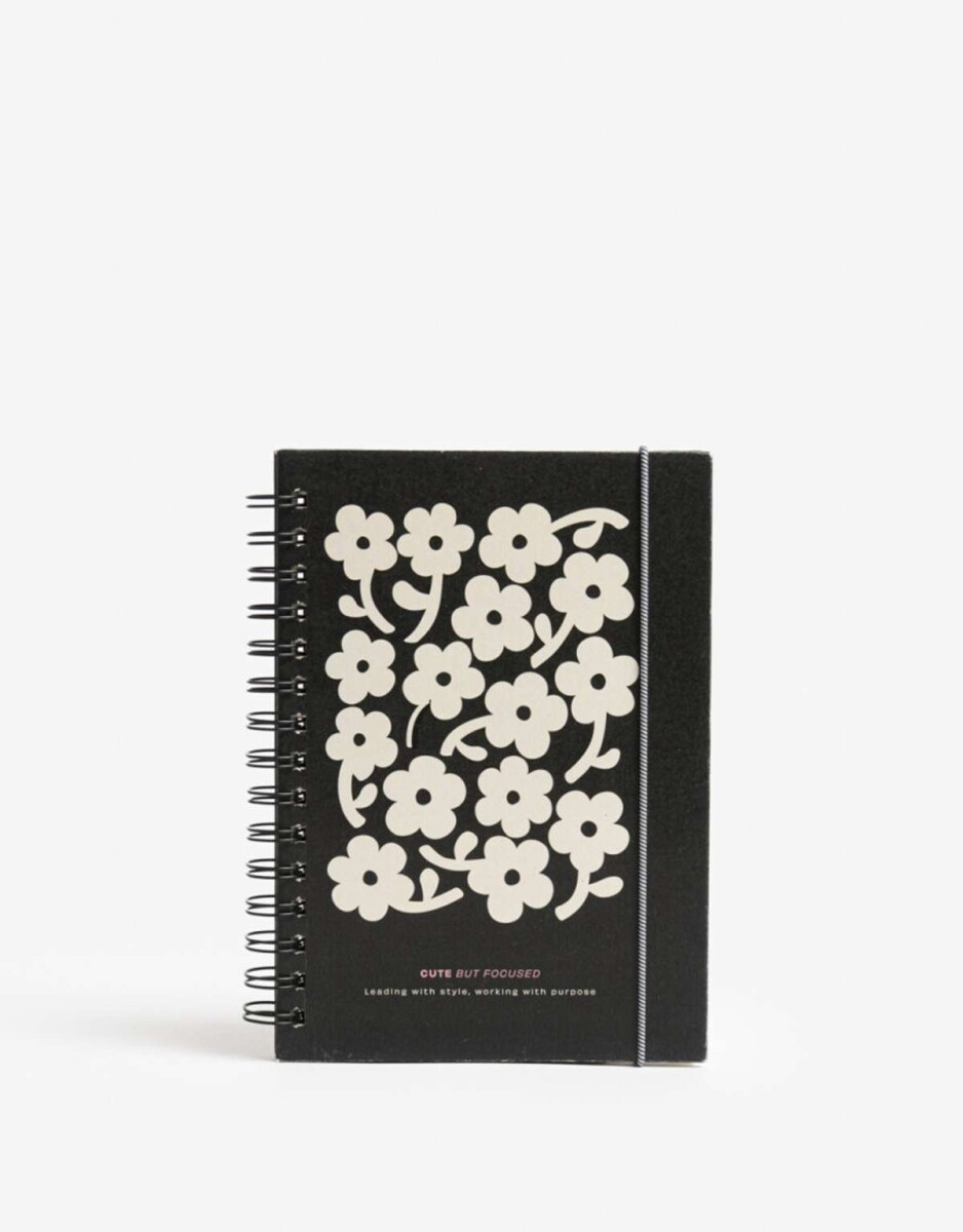 Cuaderno A5 Anillado De Tapa Dura Estampada Con Elástico Sujetador - Combinacion Tricolor 