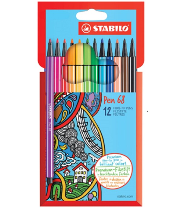 Marcadores STABILO Pen 68 Brush x 12