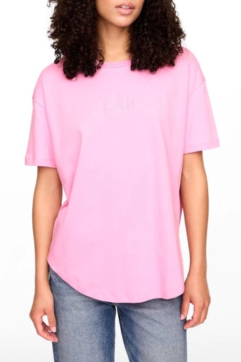 Remera Boyfriend Logo Gap Mujer Parisian Pink