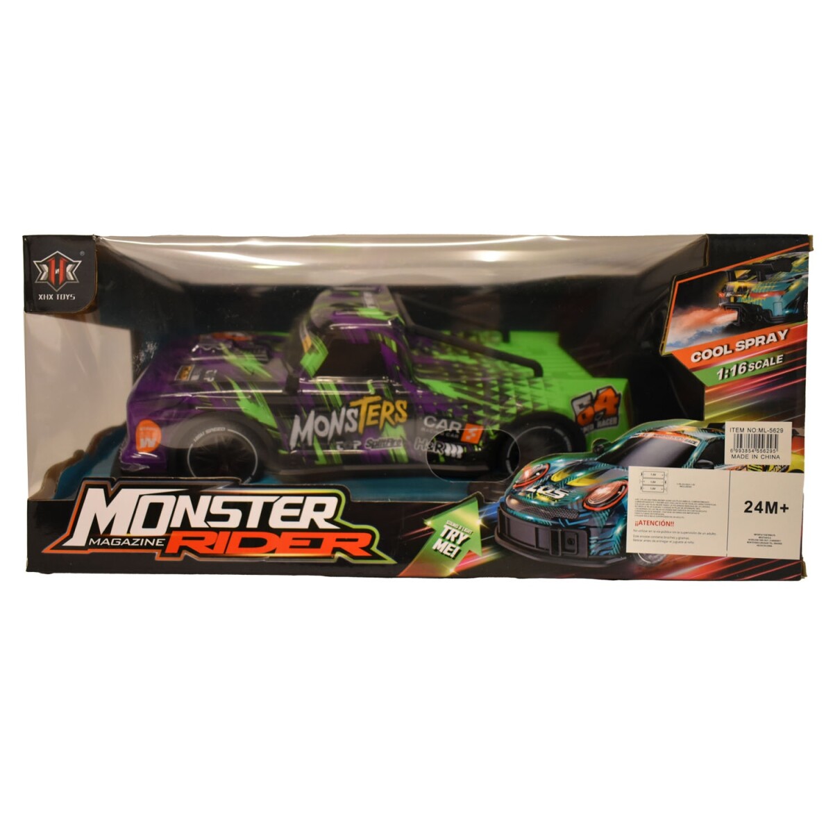 Camioneta Control Remoto RC Monster Torna Alta Vel a Pilas - Violeta/verde 