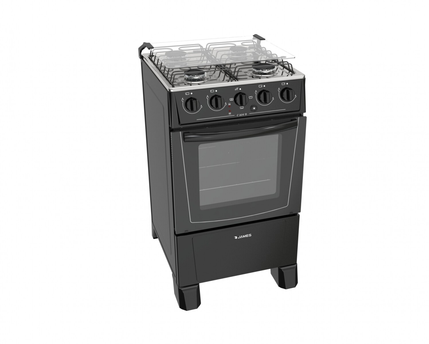 Cocina Combinada James 4 Hornallas Negra C 205 B 