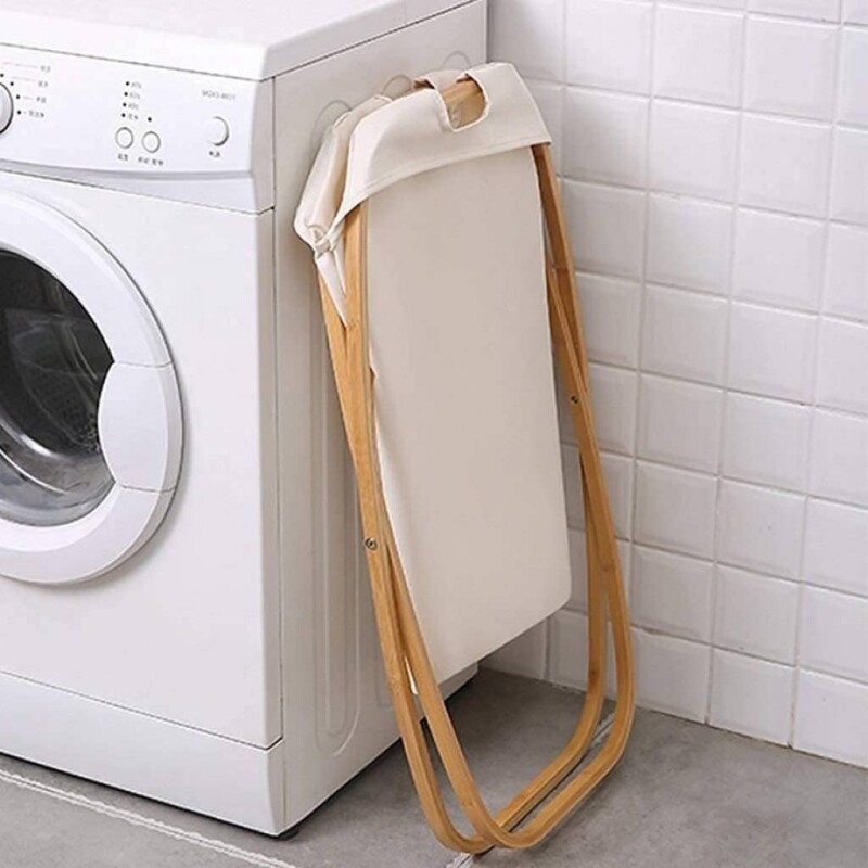 Canasto cesto para ropa bambu y tela Canasto cesto para ropa bambu y tela