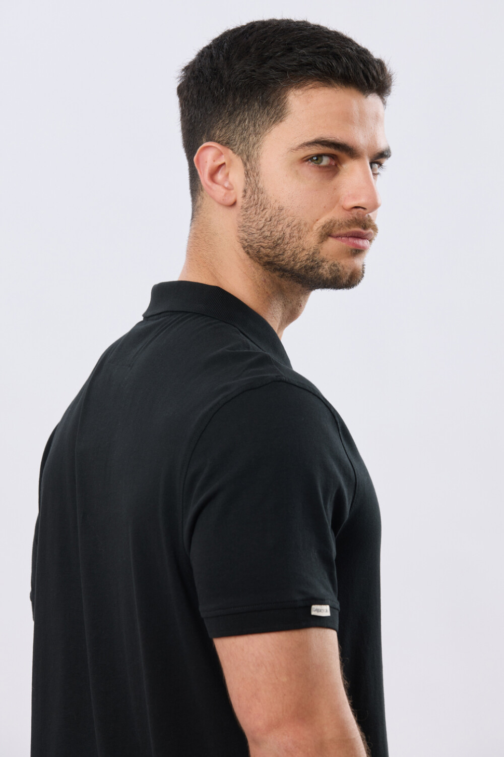 REMERA POLO LISA JERSEY Negro