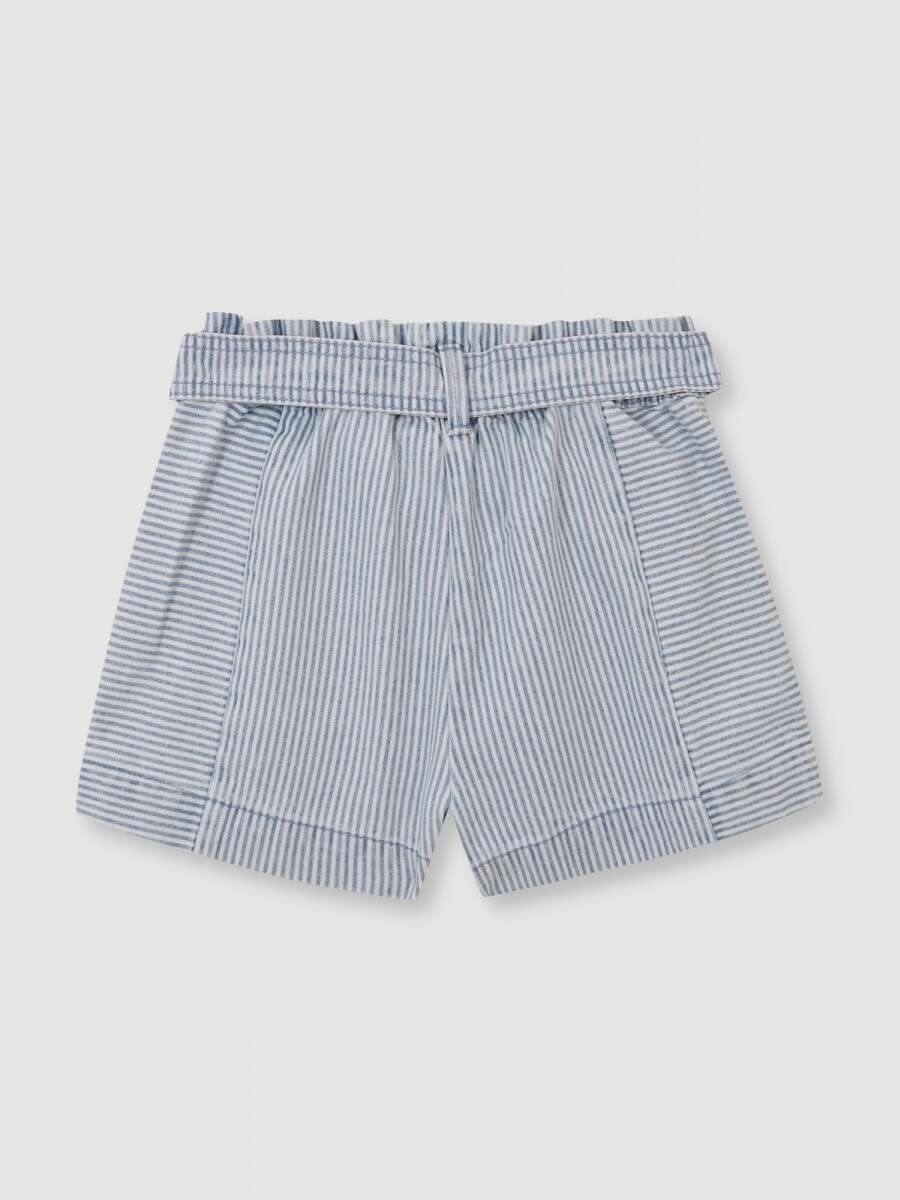 Pantalon De Micro Rayas Azul Claro