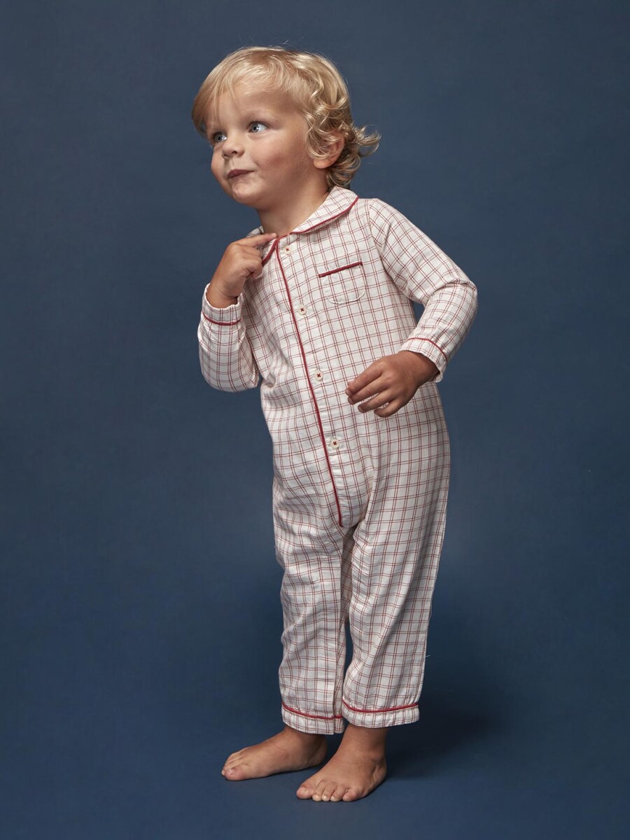 Pijama De Cuadros Blanco Roto