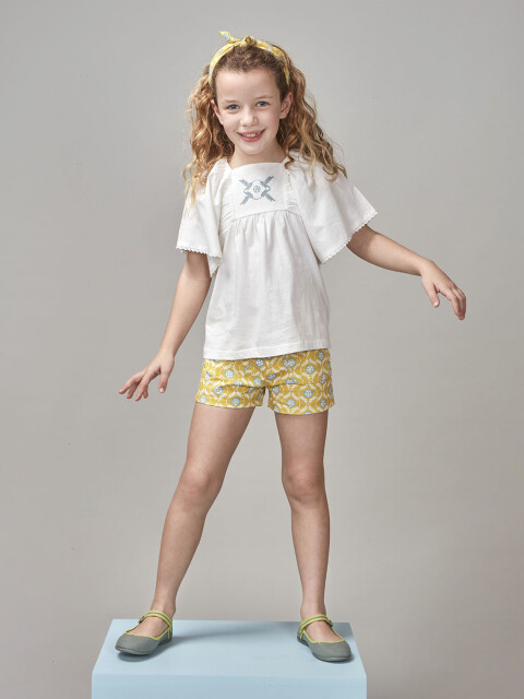 Short De Twill Estampado Verde