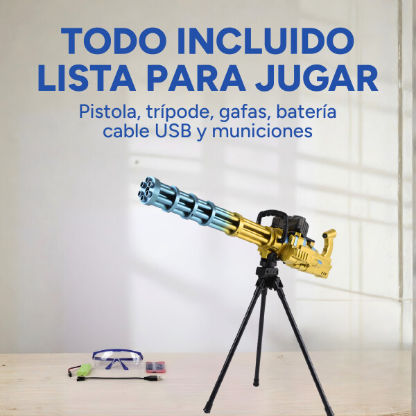 Ametralladora Automática Hidrogel + Trípode Recargable Color Amarillo