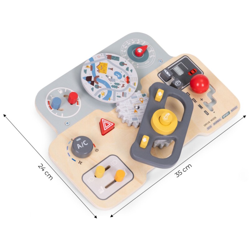 Volante con actividades de Automóvil – Juego Sensorial de Madera Volante con actividades de Automóvil – Juego Sensorial de Madera