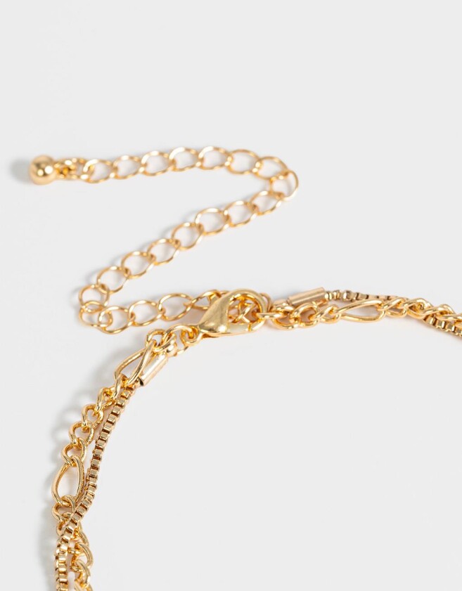 Collares Cortos Frutas Collar Doble Cadena Con Dijes De Frutas - Dorado