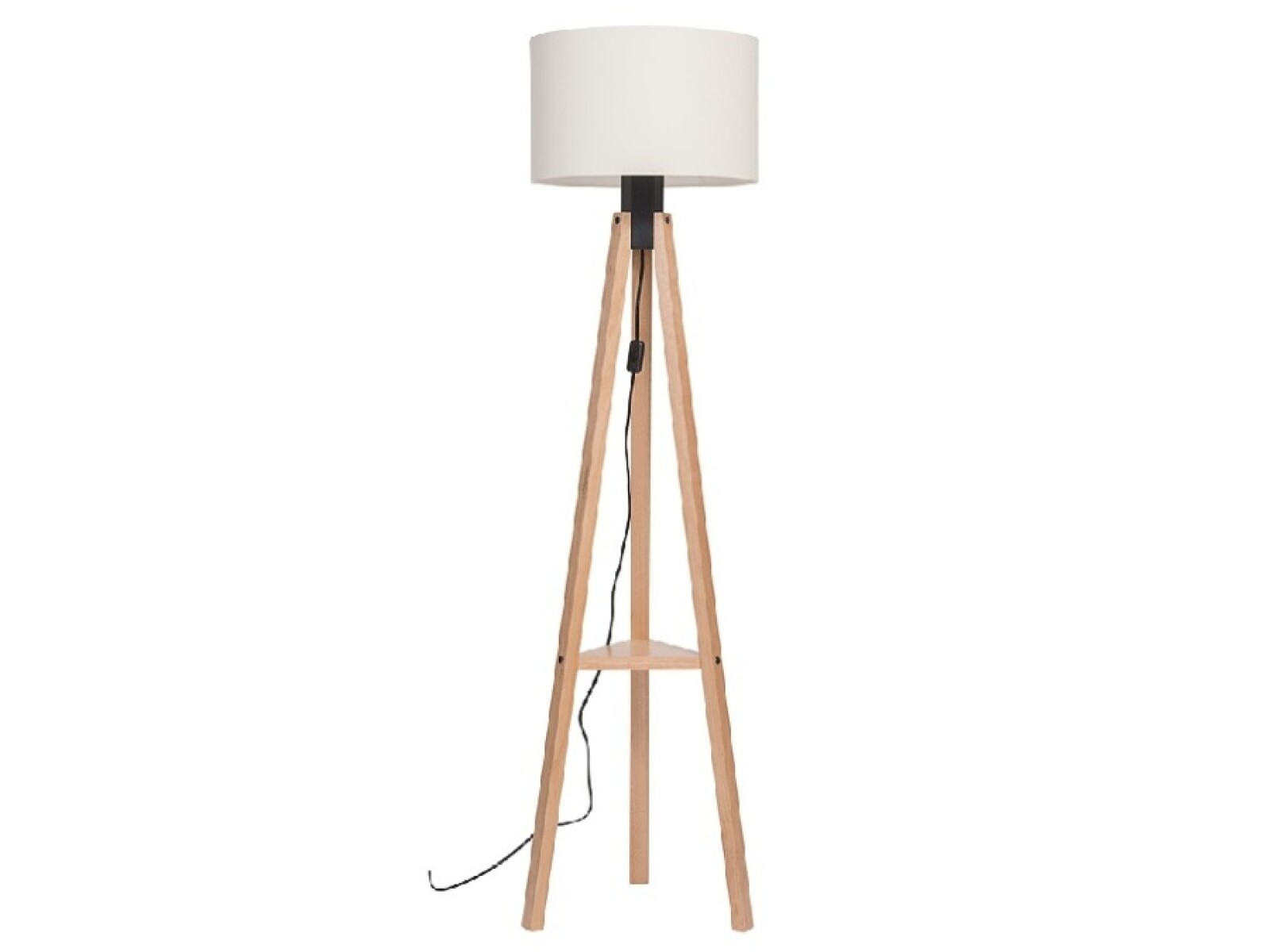 VELADOR DE PIE TRIPE ECO E27 MADERA Y PANTALLA BEIGE 