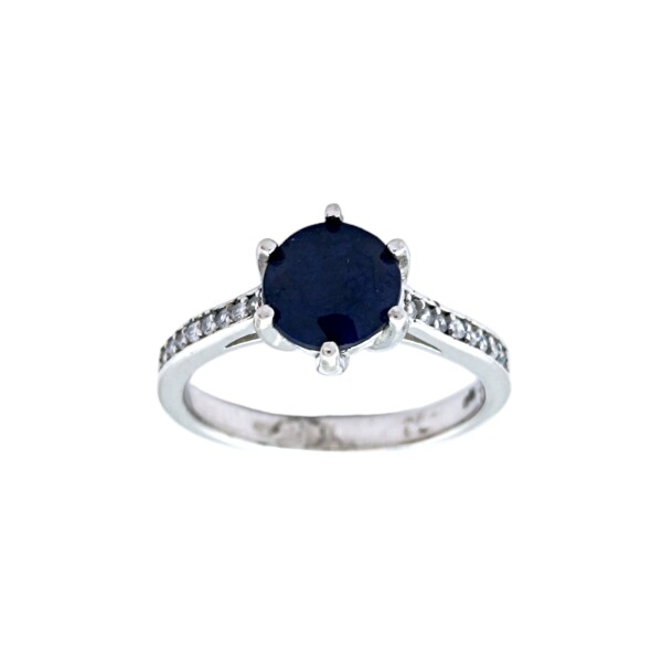 Anillo Halo-Plata 925-Piedra Zirconia y Zafiro-AN3835 conpiedra