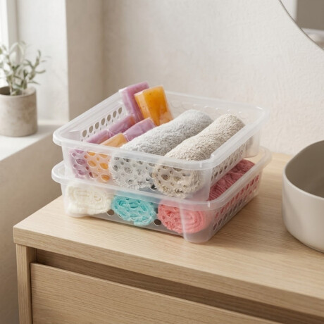 Set x2 Cesto rectangular calado Sanremo TRANSPARENTE