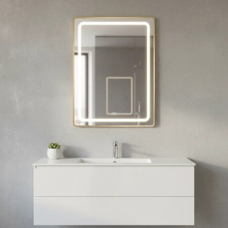 Espejo Vertical Lumax c/marco desempañador y Luz 90x70cm Dorado