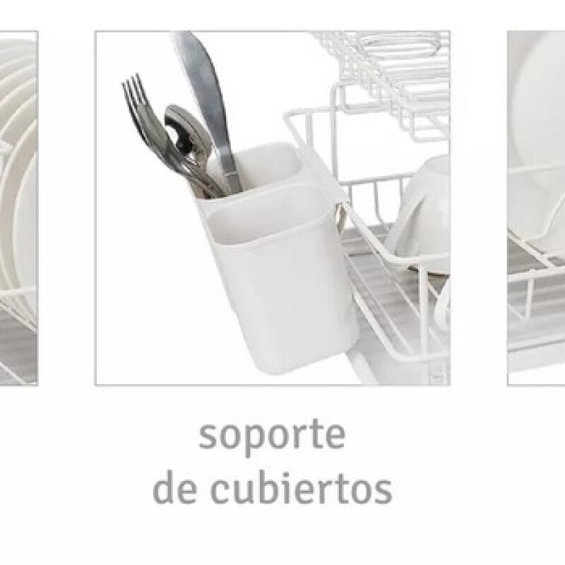 HUSP1 Escurridor Platos De Metal 2 Pisos Color Blanco Hudson