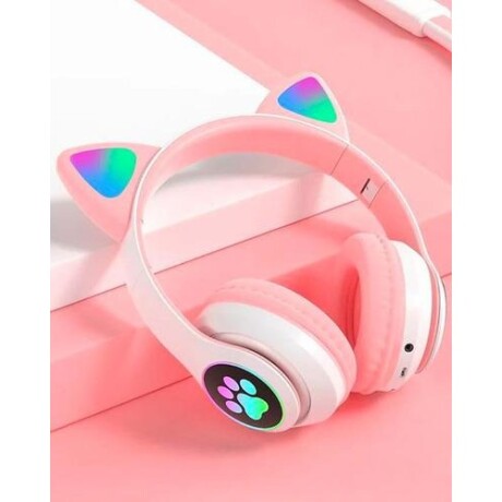 Auriculares Bluetooth infantiles diseño gato Goldtech Catbass RGB Rosa