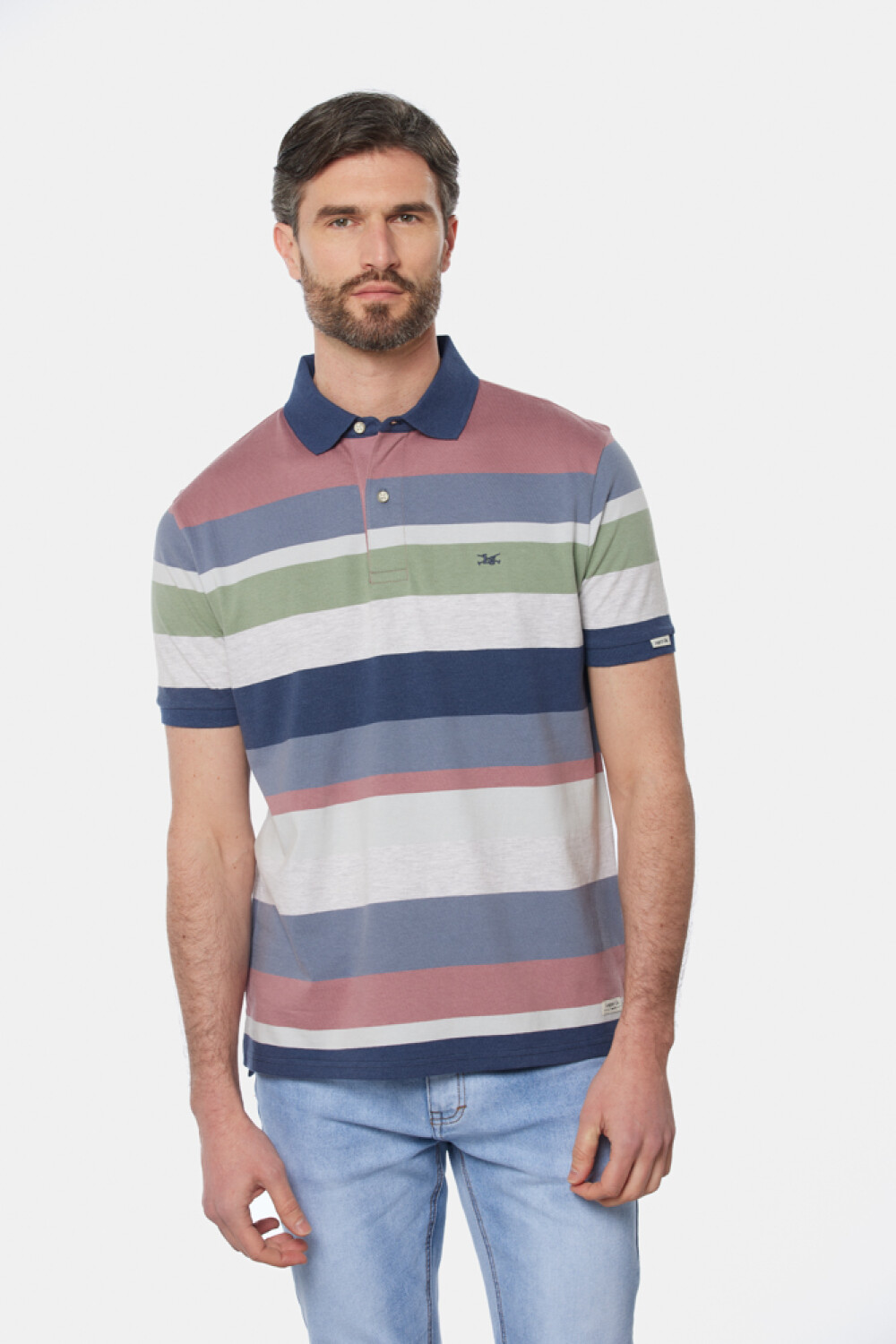 REMERA POLO JERSEY RAYADA Rosado