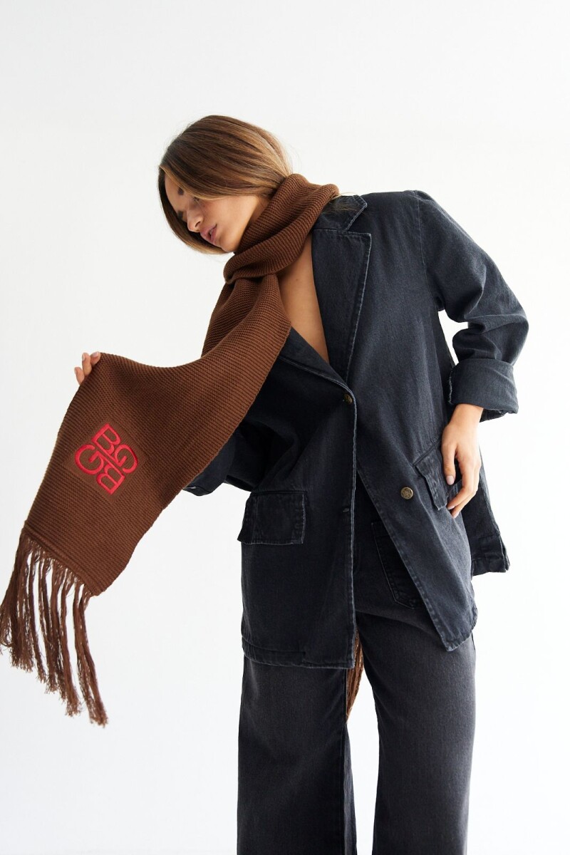 Bufanda Scarf Marrón con Rojo