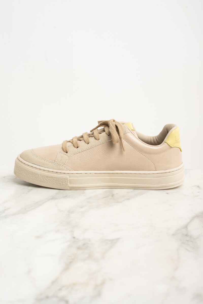 Zapatiila Cuero Combinada Nácar