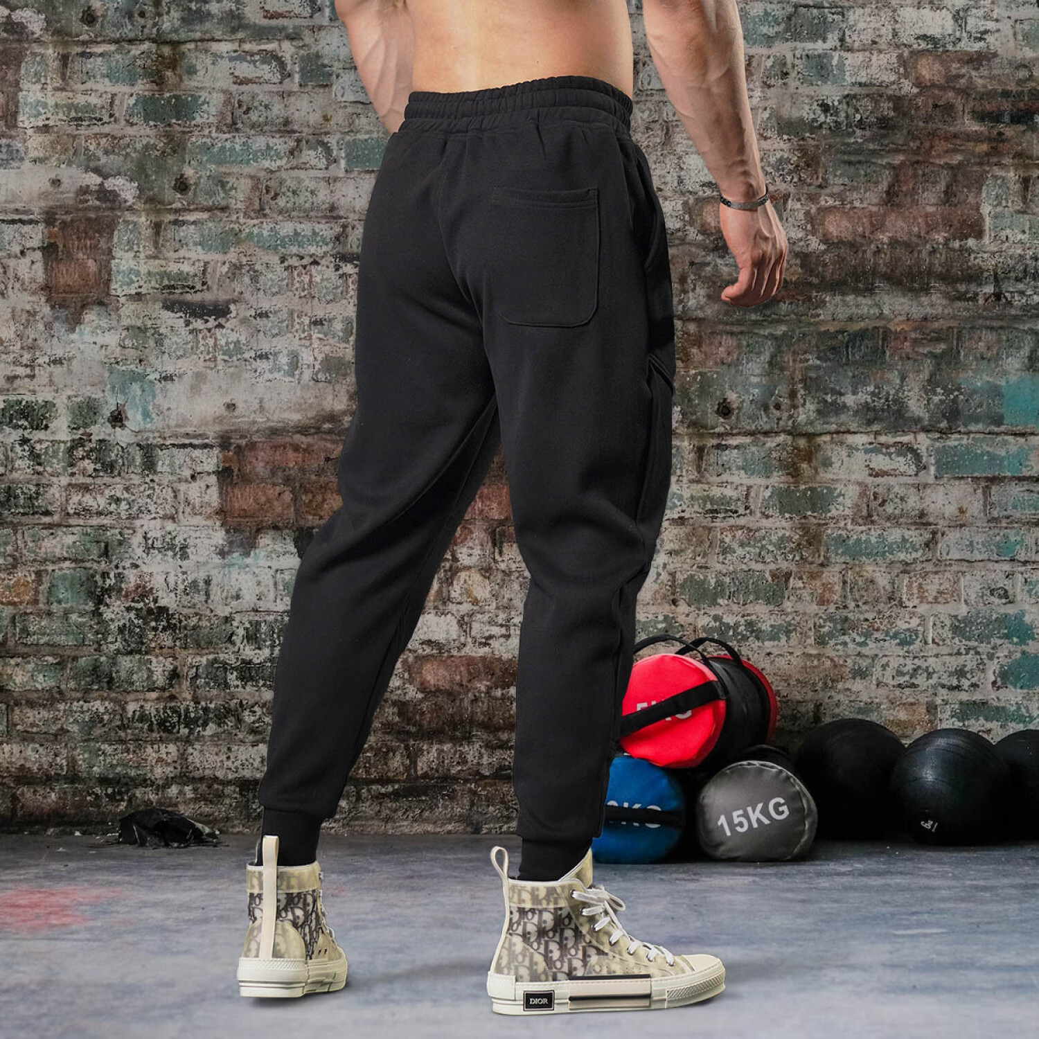 Ctreela Pantalones deportivos de gimnasio para hombre con bolsillos,  pantalones deportivos con rayas laterales, pantalones cónicos,  entrenamiento para