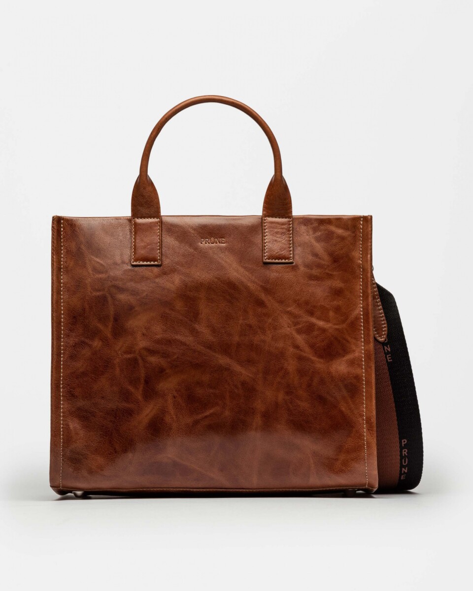 Cartera de Mano Capri En Cuero Liso - Cuoio 
