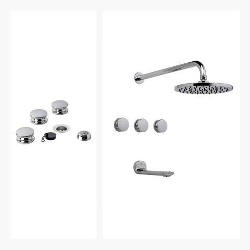 JUEGO DE GRIFERIA INCLUYE LAVATORIO DE MESADA Y DUCHA CROMO