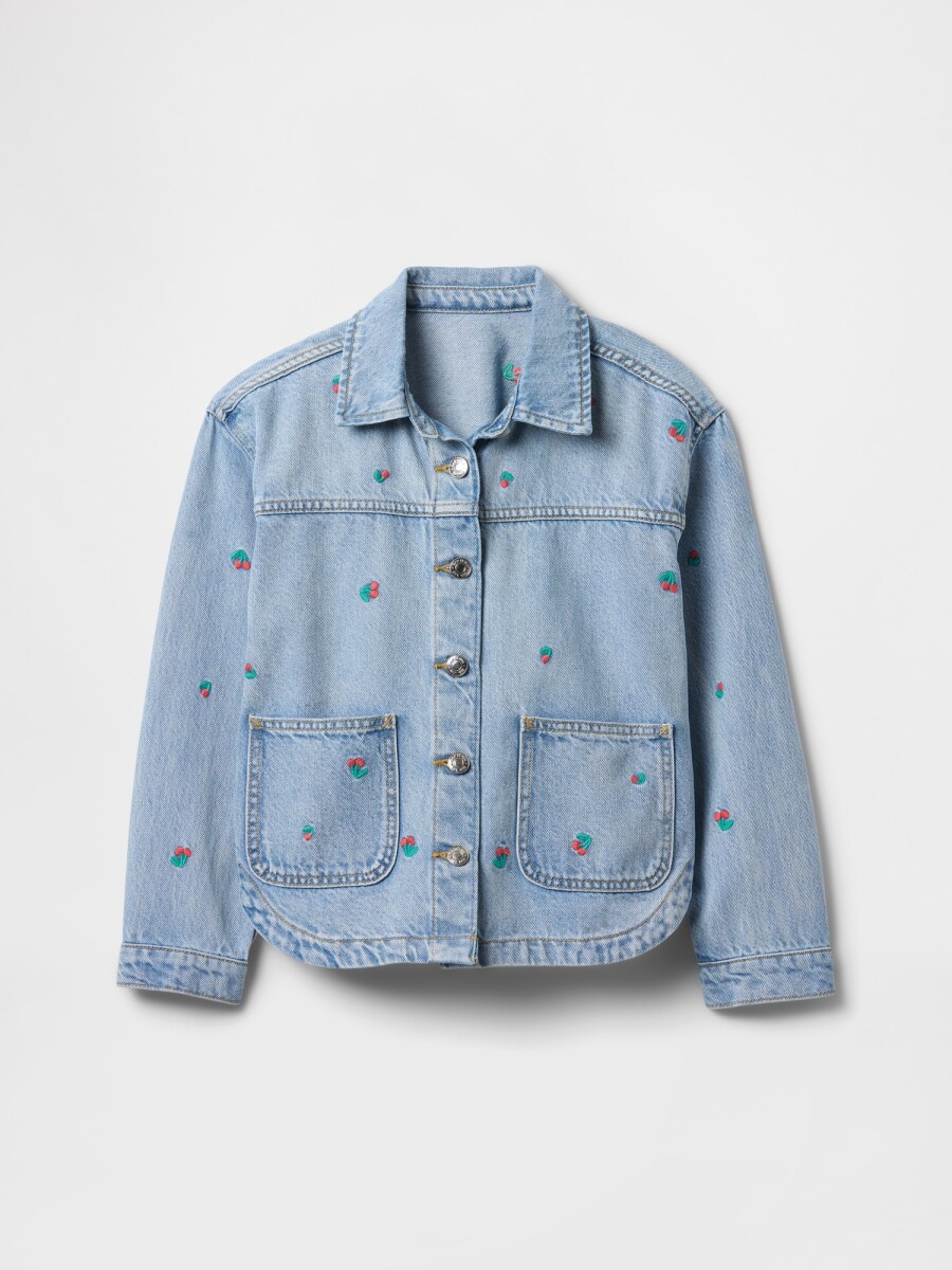 Campera De Jean Cherry Niña - Light Wash 