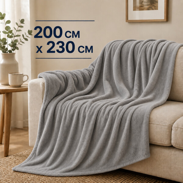 Frazada Manta Polar Corderito 2 Plazas GRIS