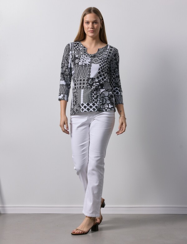 Blusa Printed NEGRO/BLANCO