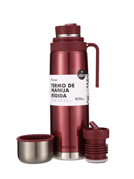 Termo 1Lt. Premium Manija Rigida Metalizado Rojo