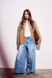 Camisa Gamuza Cuero Vegano Moca