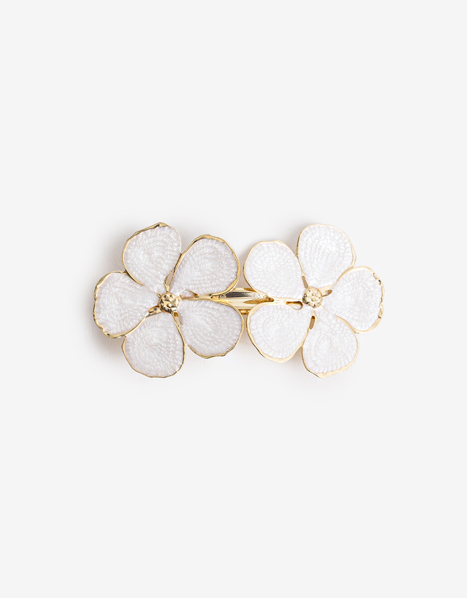 Set De 2 Hebillas Francesas Flores Metal Con Enamel 