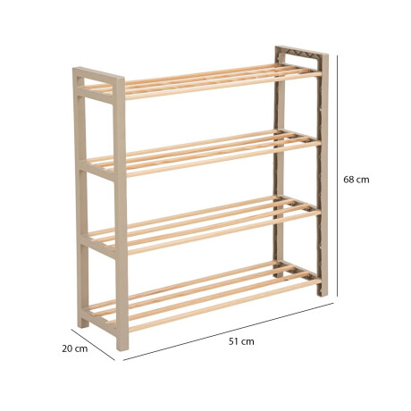 Zapatera Estantería Organizadora 4 Niveles en Madera y PP Natural