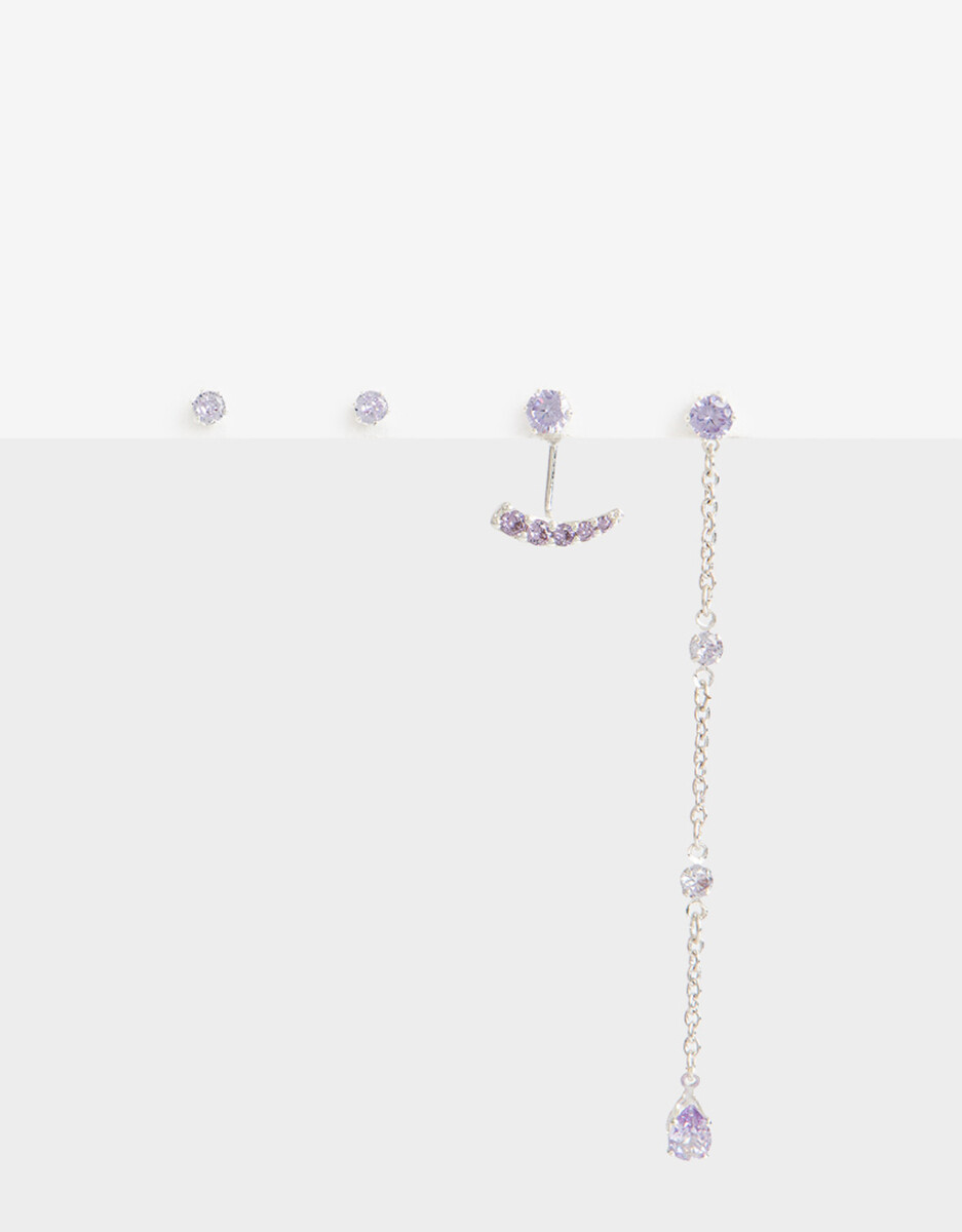 Set De Aros Cubic Plateado 