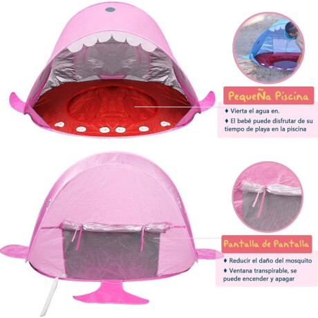 Carpa Playa Bebé Sombra Con Piscina Protección Uv Rosado