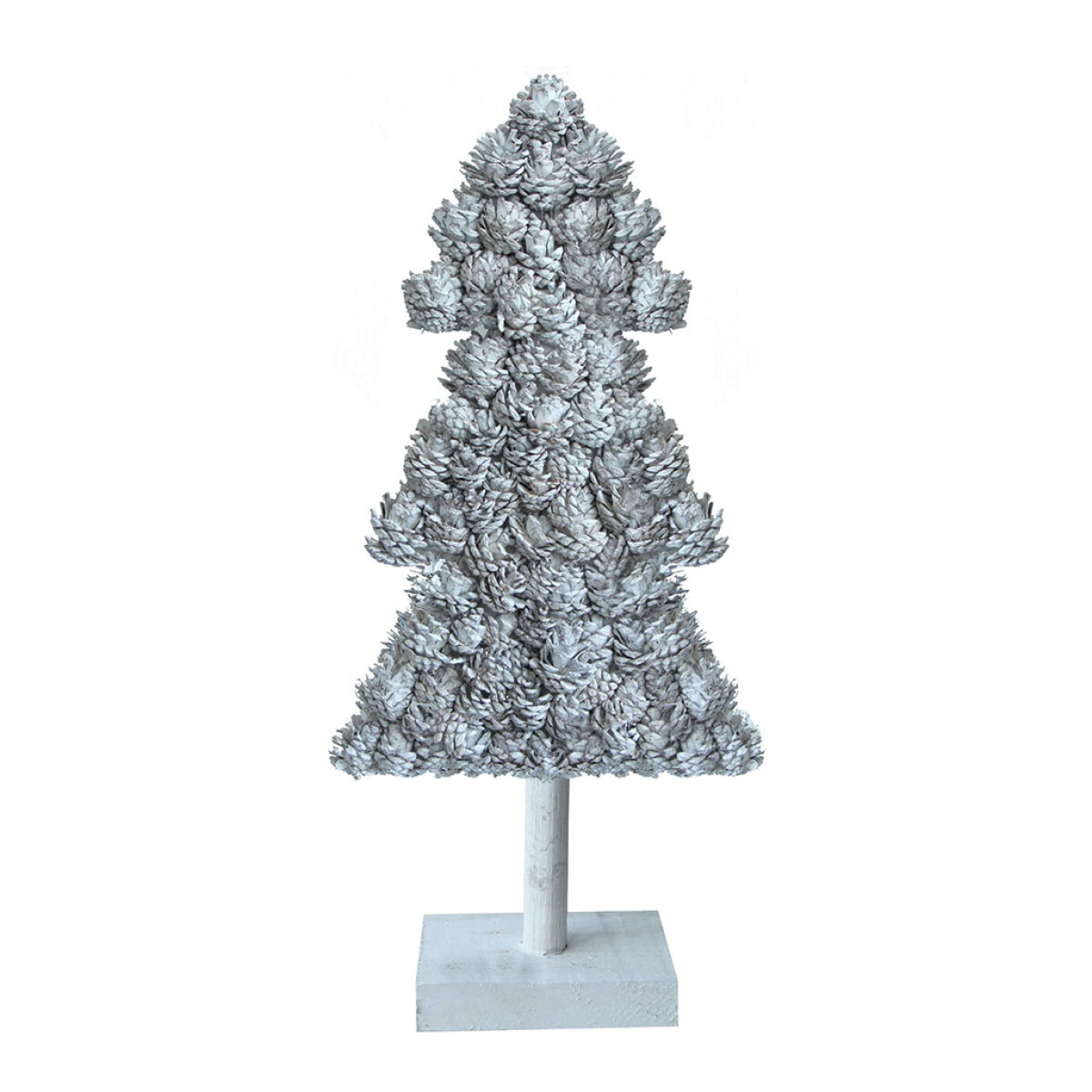 ARBOL NAVIDEÑO PIÑAS BASE MADERA BLANCO H71CM 